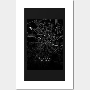 Poznan Poland City Map dark Posters and Art